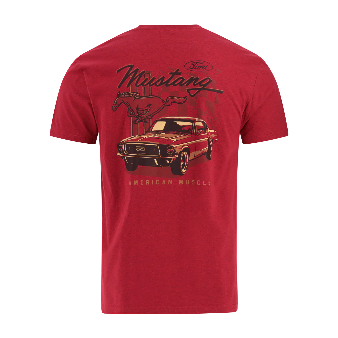 Ford Mustang Mens Red American Muscle Graphic T-Shirt
