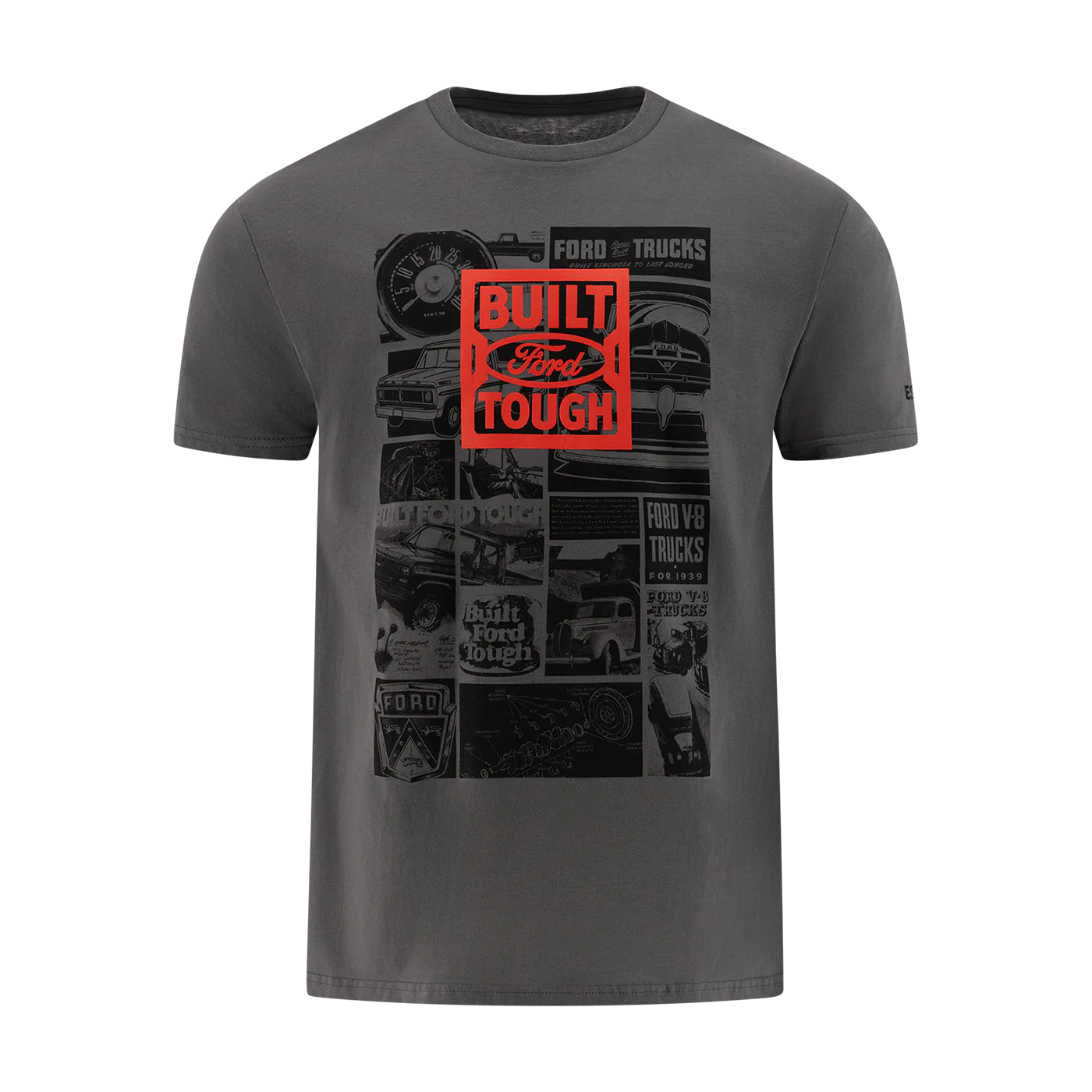 Built Ford Tough Mens Gray Collage Graphic T-Shirt