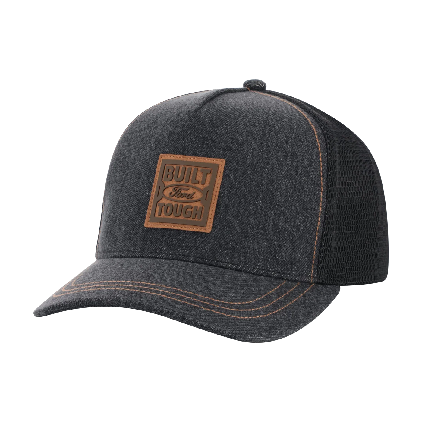 Built Ford Tough Suede Patch Denim Trucker Hat