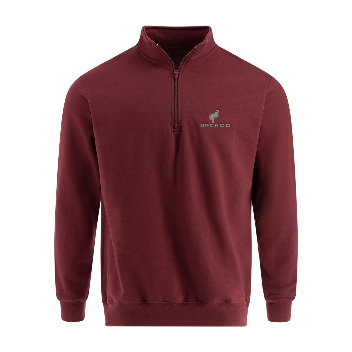 Ford Bronco Mens Maroon Quarter Zip Sweatshirt