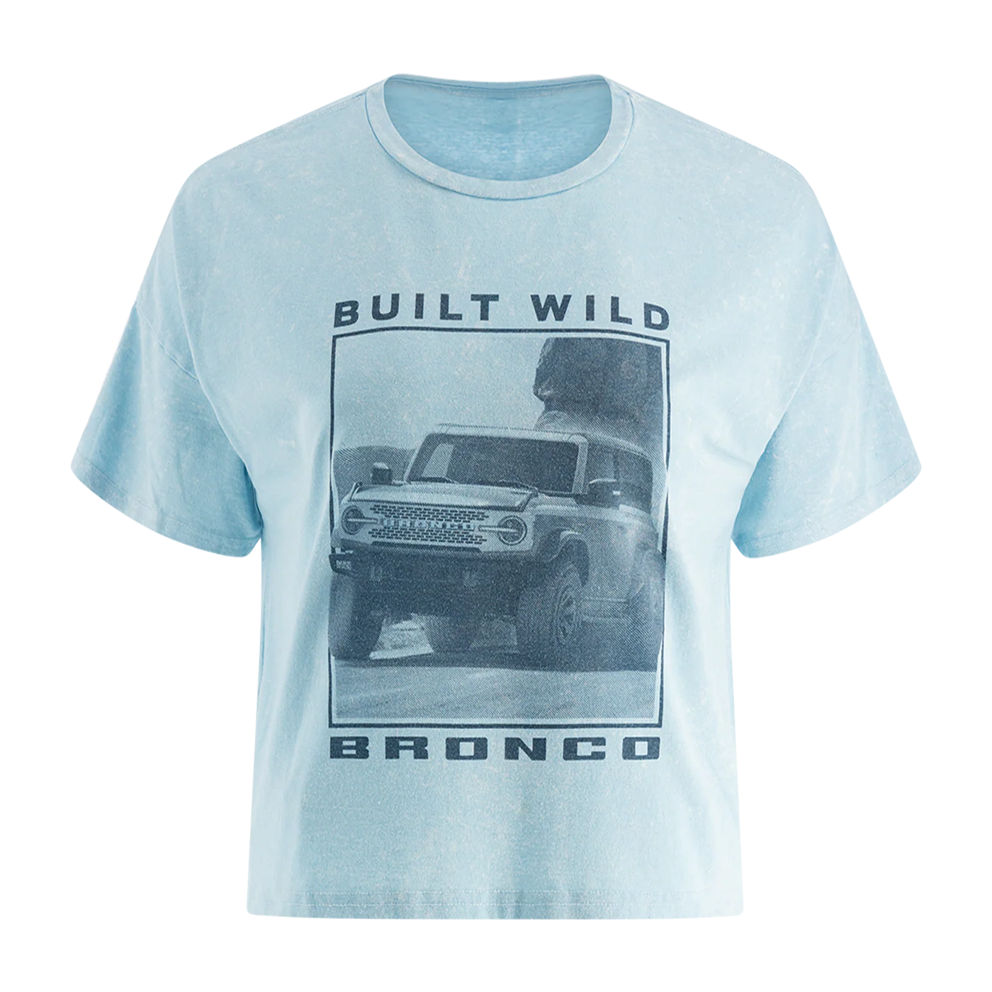Ford Bronco Built Wild Womens Light Blue Cropped T-Shirt