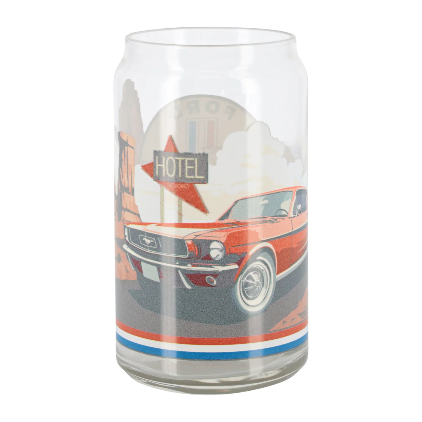 Ford Mustang Tribar 16oz Vintage Soda Can Glass